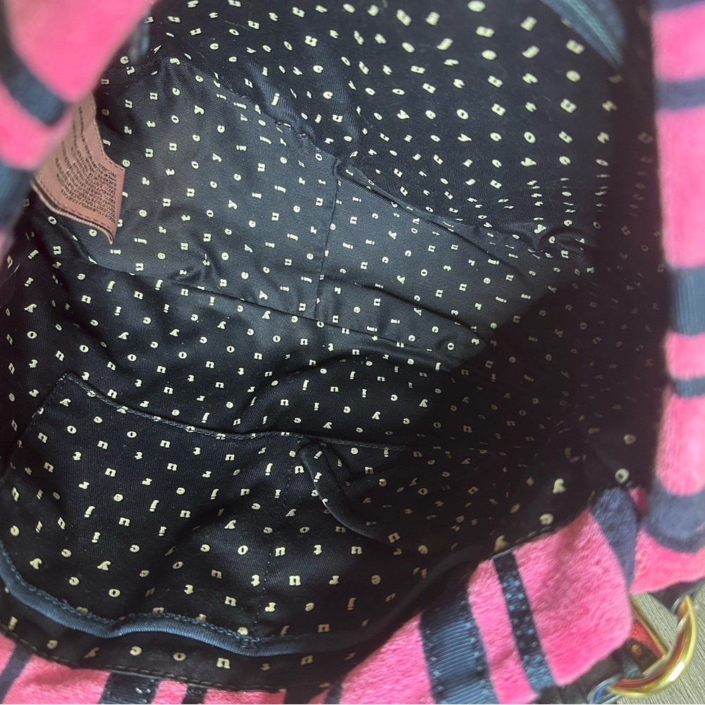 Vintage Y2K Juicy Couture Pink and Black Striped velour bag - Picture 8 of 9